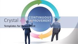  Presentation with continuous improvement - Presentation theme consisting of continuous-improvement-concept-in-business background and a teal colored foreground