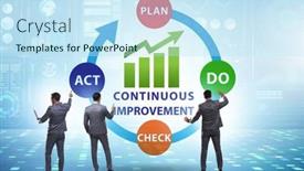  Presentation with continuous improvement - PPT theme with continuous-improvement-concept-in-business background and a sky blue colored foreground