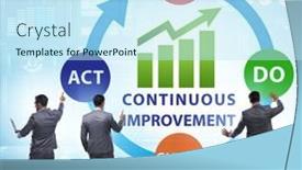  Presentation with continuous improvement - PPT theme enhanced with continuous-improvement-concept-in-business background and a sky blue colored foreground