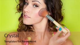  Presentation with brush - Cool new slide set with contour - applying make up concept woman backdrop and a coral colored foreground