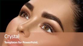  Presentation with foundation - Slides having contour - beauty brunette woman with perfect background and a coral colored foreground