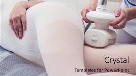  Presentation with lpg - Slide deck having contour - woman in special white suit background and a soft green colored foreground