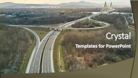  Presentation with speed - Amazing theme having importance speed - aerial shot of a highway backdrop and a tawny brown colored foreground