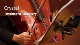  Presentation with symphony - Slide deck featuring contrabass-professional-player-with-symphony background and a tawny brown colored foreground