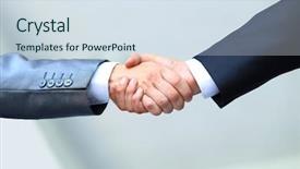  Presentation with shaking hands - Presentation theme consisting of contract agreement - business people shaking hands background and a  colored foreground