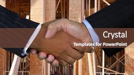  Presentation with business team join hands white - PPT theme having contract agreement - business team shaking hands while background and a tawny brown colored foreground