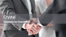 Presentation with partners - Audience pleasing PPT theme consisting of finals - closeup of handshake of business backdrop and a gray colored foreground