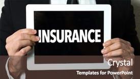  Presentation with insurance - Audience pleasing presentation theme consisting of reinsurance - business man holding a tablet backdrop and a tawny brown colored foreground