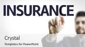  Presentation with liability insurance - Audience pleasing presentation theme consisting of liability - business man pointing to transparent backdrop and a white colored foreground