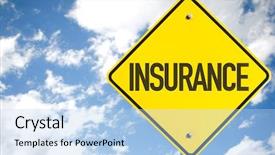  Presentation with property insurance - Beautiful PPT theme featuring business case property - insurance sign with sky background backdrop and a light blue colored foreground