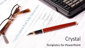  Presentation with life insurance - Presentation theme enhanced with life insurance application form background and a white colored foreground