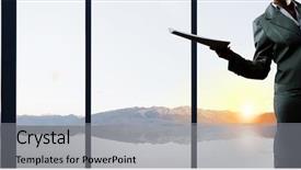  Presentation with hand shake law office - Cool new presentation theme with contract management - businesswoman with documents in hand backdrop and a  colored foreground