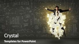  Presentation with electronic signature document automation - Presentation theme with contract management - handsome businessman jumping with paper background and a dark gray colored foreground