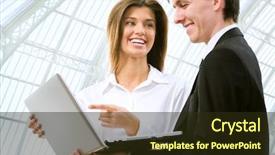  Presentation with young business people - PPT theme consisting of contract management - happy young business people working background and a  colored foreground