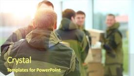  Presentation with green building materials - Presentation theme featuring working with boxes of building background and a  colored foreground