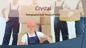  Presentation with foreman - Audience pleasing PPT theme consisting of foreman and team builders with boxes backdrop and a lemonade colored foreground