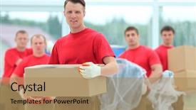  Presentation with foreman - Beautiful slides featuring workers with boxes of building backdrop and a  colored foreground