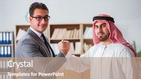  Presentation with arab - Slide deck having contract oil - diverse business concept with arab background and a  colored foreground
