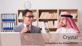  Presentation with arab - Audience pleasing PPT theme consisting of contract oil - diverse business concept with arab backdrop and a  colored foreground