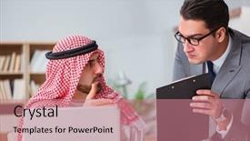  Presentation with stock market abstract business concept - Cool new slide deck with contract oil - diverse business concept with arab backdrop and a  colored foreground