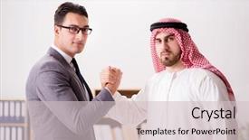  Presentation with arab - Beautiful presentation design featuring contract oil - diverse business concept with arab backdrop and a  colored foreground