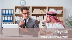  Presentation with arab - Presentation design consisting of contract oil - diverse business concept with arab background and a coral colored foreground