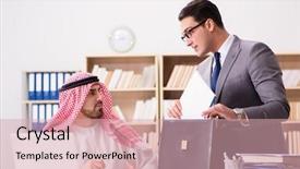  Presentation with contract - Beautiful slides featuring contract oil - diverse business concept with arab backdrop and a  colored foreground