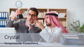  Presentation with stock market abstract business concept - Audience pleasing theme consisting of contract oil - diverse business concept with arab backdrop and a light gray colored foreground