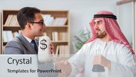  Presentation with arab - Beautiful PPT layouts featuring contract oil - diverse business concept with arab backdrop and a sky blue colored foreground