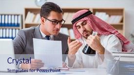  Presentation with arab - Amazing theme having contract oil - diverse business concept with arab backdrop and a  colored foreground