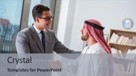  Presentation with arab - Presentation theme consisting of contract oil - diverse business concept with arab background and a light gray colored foreground