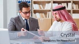  Presentation with arab - Cool new slide deck with contract oil - diverse business concept with arab backdrop and a  colored foreground
