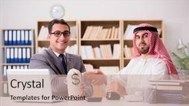  Presentation with arab - Amazing slide set having contract oil - diverse business concept with arab backdrop and a coral colored foreground