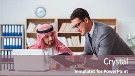  Presentation with arab - Slides having contract oil - diverse business concept with arab background and a  colored foreground