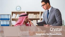  Presentation with contract - Cool new theme with contract oil - diverse business concept with arab backdrop and a  colored foreground