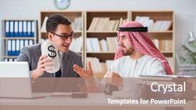  Presentation with arab - Theme featuring contract oil - diverse business concept with arab background and a  colored foreground