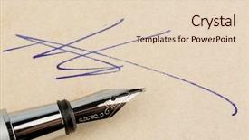  Presentation with fountain pen - Beautiful theme featuring contract or document is signed backdrop and a lemonade colored foreground