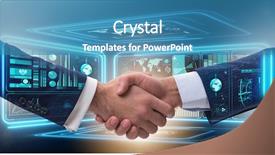  Presentation with handshake - Beautiful presentation theme featuring contract process - handshake concept - business metaphor backdrop and a teal colored foreground