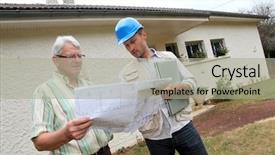  Presentation with architect - Beautiful presentation theme featuring contract project management - architect meeting private individual backdrop and a  colored foreground