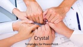  Presentation with solidarity - Theme enhanced with contract project management - many hands to stay together background and a coral colored foreground