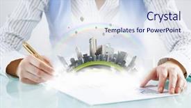  Presentation with project management - Theme with contract project management - modern city development design background and a  colored foreground