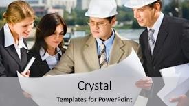  Presentation with customers - Audience pleasing presentation theme consisting of contract sale goods - architect is holding his project backdrop and a  colored foreground