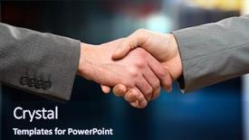  Presentation with shaking hands - Slide set consisting of contract sale goods - businessmen shaking hands background and a navy blue colored foreground