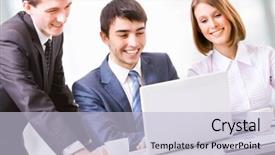  Presentation with bank - Theme enhanced with contract sale goods - manager talks to a young background and a  colored foreground