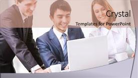  Presentation with banking bank vault door - Presentation theme featuring contract sale goods - manager talks to a young background and a coral colored foreground