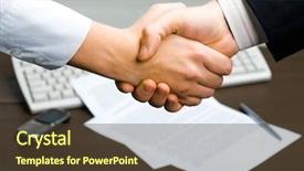  Presentation with how to deal hostile people - Audience pleasing PPT layouts consisting of contract sale goods - successful deal people shaking hands backdrop and a tawny brown colored foreground