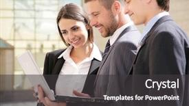  Presentation with contract - Amazing PPT layouts having contract sale goods - young business people work backdrop and a dark gray colored foreground