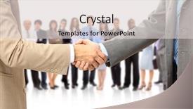  Presentation with contract - PPT theme having contract sell - handshake isolated on business background background and a  colored foreground