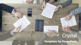  Presentation with contract - Colorful presentation enhanced with contract sitting around office table backdrop and a gray colored foreground