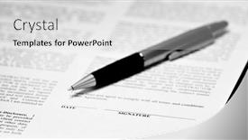  Presentation with contract - Slide deck consisting of contract-with-pen-on-desk background and a light gray colored foreground